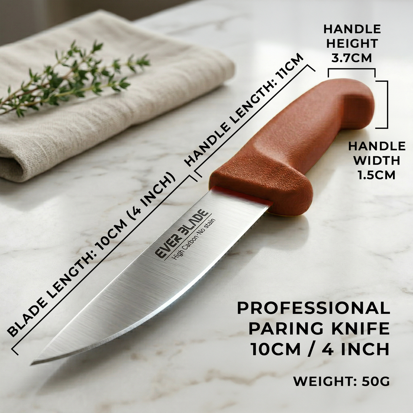 Ever Blade 4” Paring Knife (100mm) Brown - Japanese Steel Colour-Coded Kitchen Knife