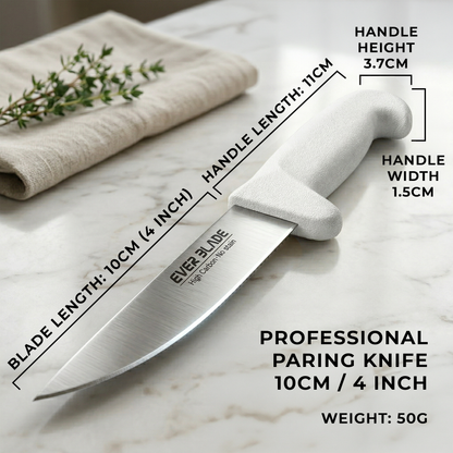 4 inch paring knife held in hand showing size and control