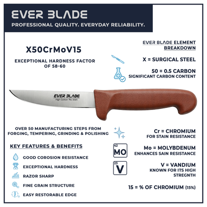 Ever Blade 4” Paring Knife (100mm) Brown - Japanese Steel Colour-Coded Kitchen Knife