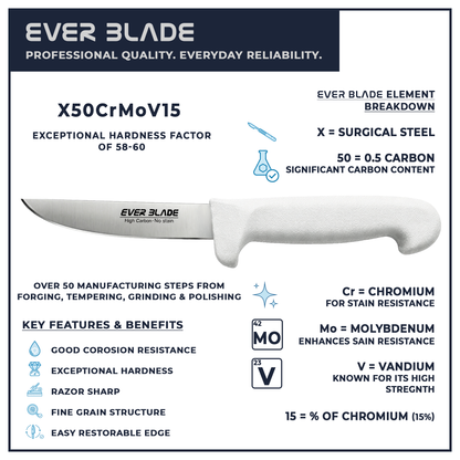 Colour coded white kitchen knife for bakery and dairy prep
