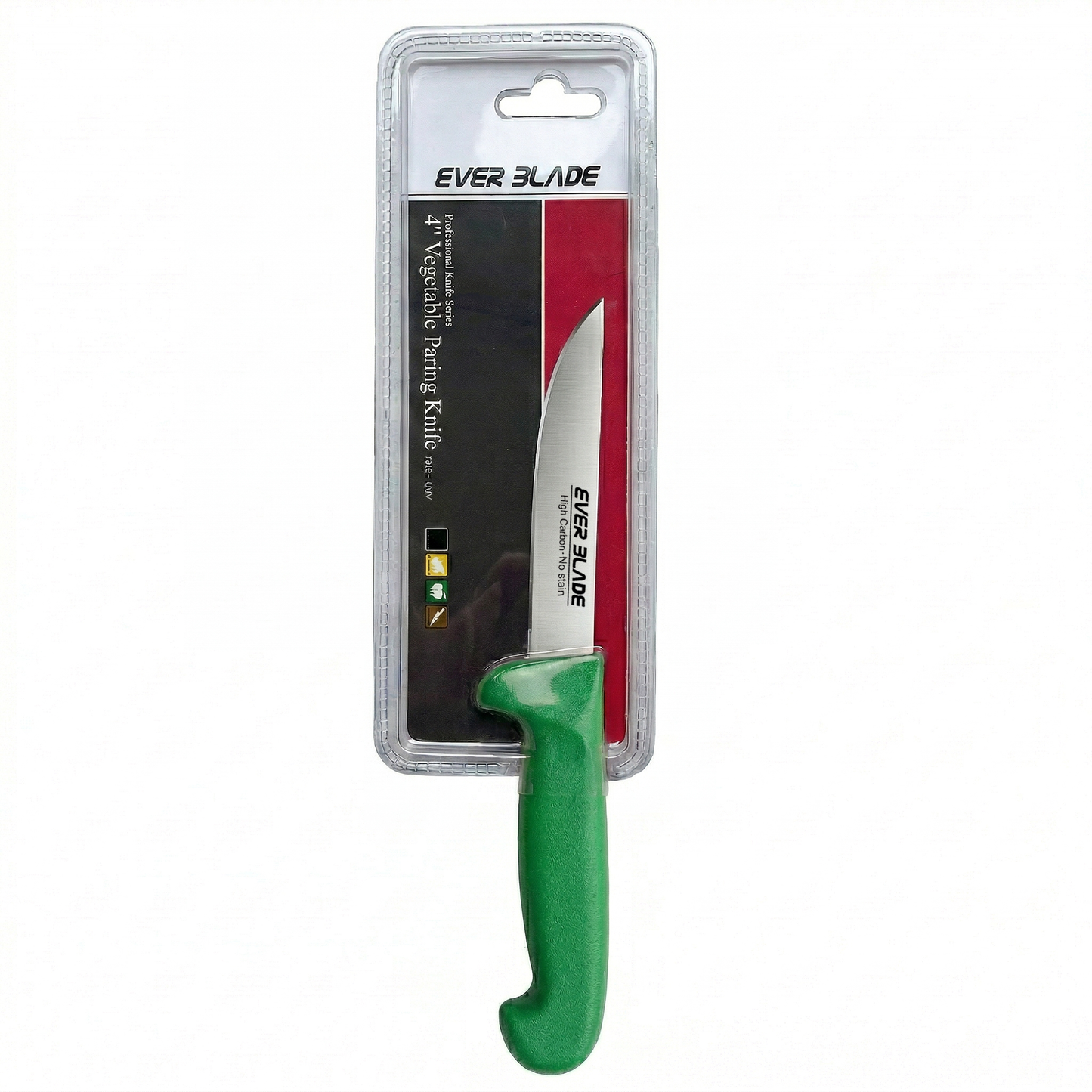 Green handled paring knife with non slip grip for safe use
