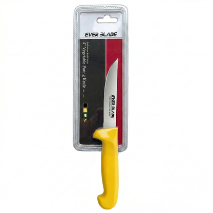 Yellow handled paring knife with non slip grip for safe use