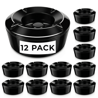 windproof ashtrays with lids bulk pack of 12 black melamine