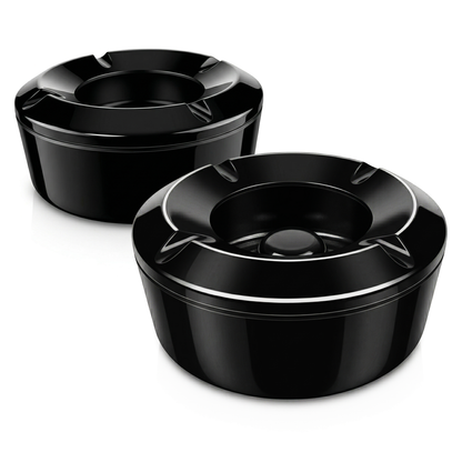 windproof black melamine ashtray with lid outdoor use uk