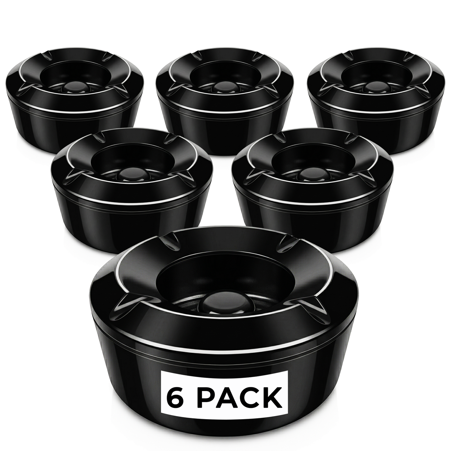 windproof ashtrays with lids black melamine commercial pack of 6