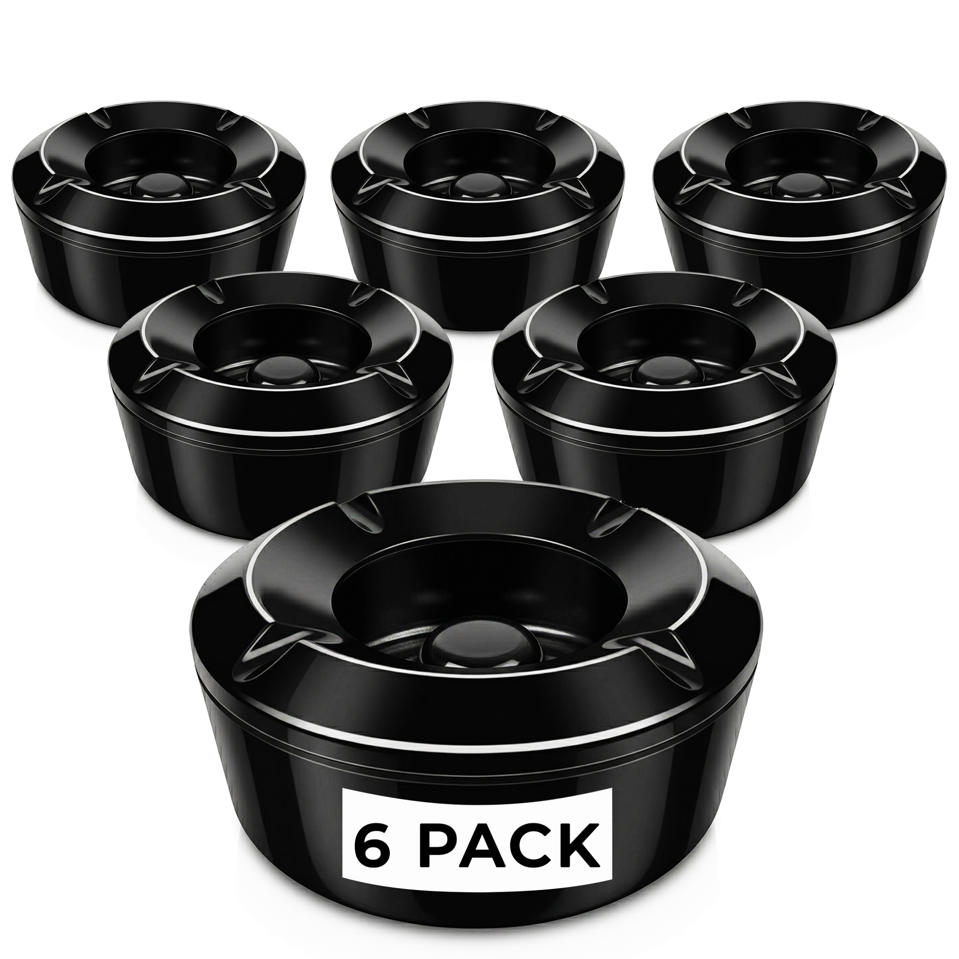 windproof ashtrays with lids black melamine commercial pack of 6