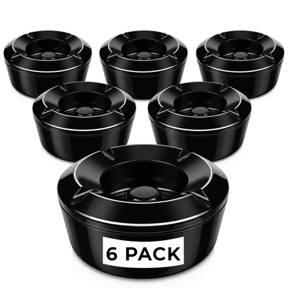 windproof ashtrays with lids black melamine commercial pack of 6
