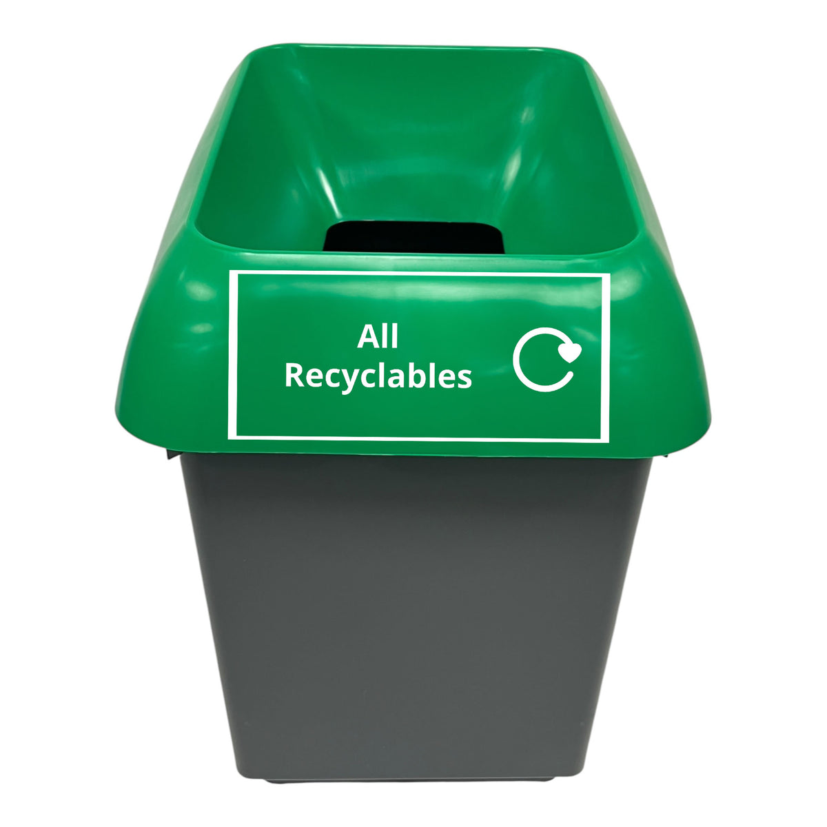 30 Litre Recycling Bin With Green Lid & All Recycling Logo