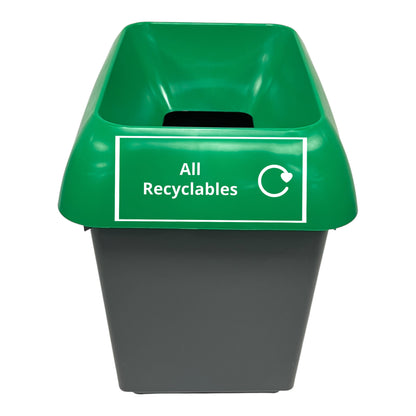 30 Litre Recycling Bin With Green Lid & All Recycling Logo
