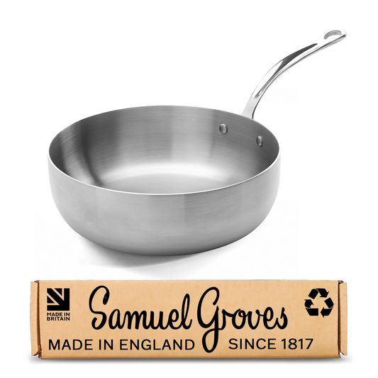 Samuel Groves - Classic Stainless Steel Tri-Ply Chef's Pan, 24cm - Lifetime Guarantee