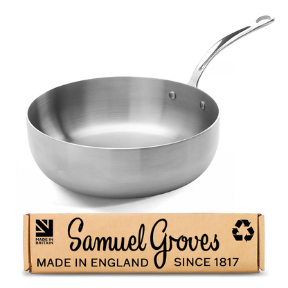 Samuel Groves - Classic Stainless Steel Tri-Ply Chef's Pan, 28cm - Lifetime Guarantee