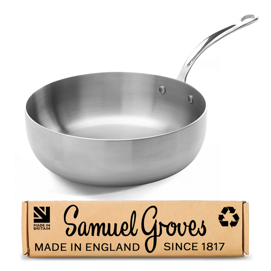 Samuel Groves - Classic Stainless Steel Tri-Ply Chef's Pan, 28cm - Lifetime Guarantee