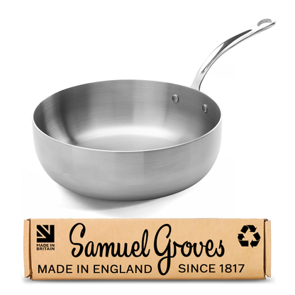 Samuel Groves - Classic Stainless Steel Tri-Ply Chef's Pan, 26cm - Lifetime Guarantee