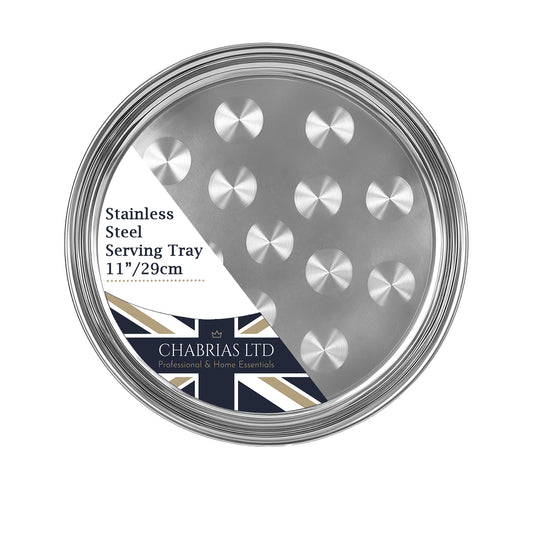 Chabrias Ltd Stainless Steel Round Serving Tray Mirror Finish - Premium Barware from Chabrias Ltd - Just £9.99! Shop now at Chabrias Ltd