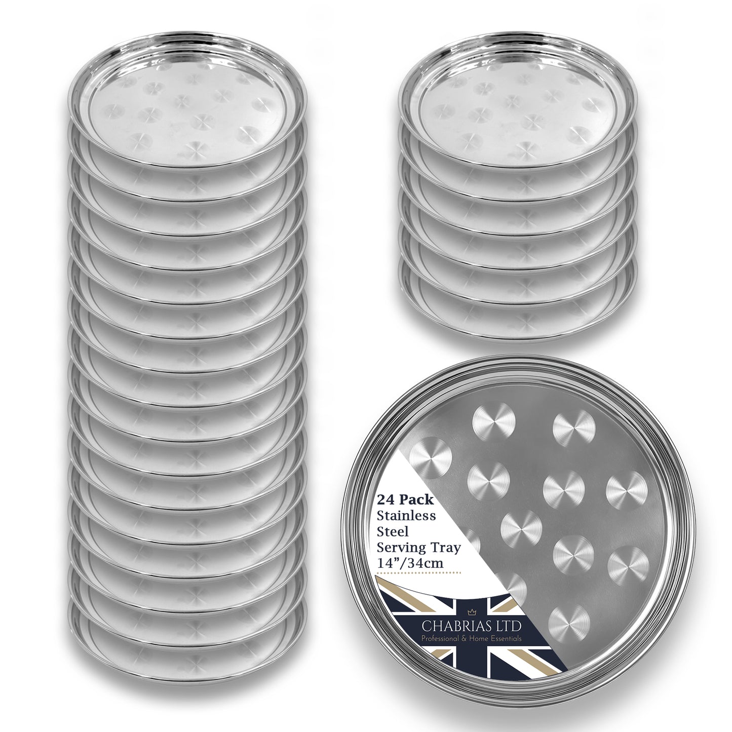 Chabrias Ltd Stainless Steel Round Serving Tray Mirror Finish - Premium Barware from Chabrias Ltd - Just £9.99! Shop now at Chabrias Ltd