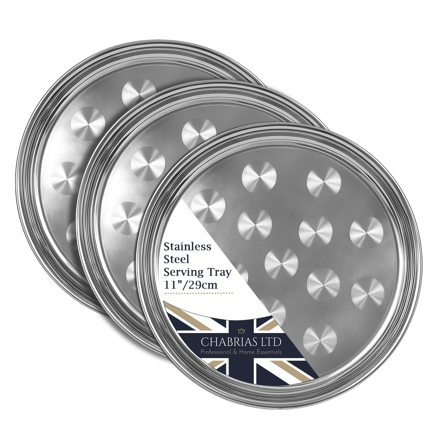 Chabrias Ltd Stainless Steel Round Serving Tray Mirror Finish - Premium Barware from Chabrias Ltd - Just £9.99! Shop now at Chabrias Ltd