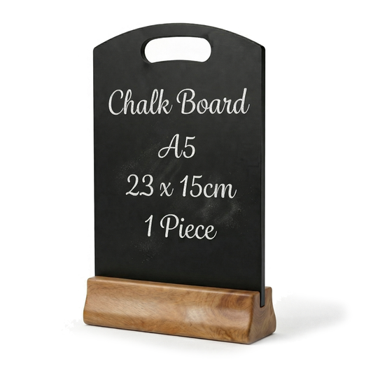 A5 chalkboard table sign with wooden stand for cafes restaurants and bars