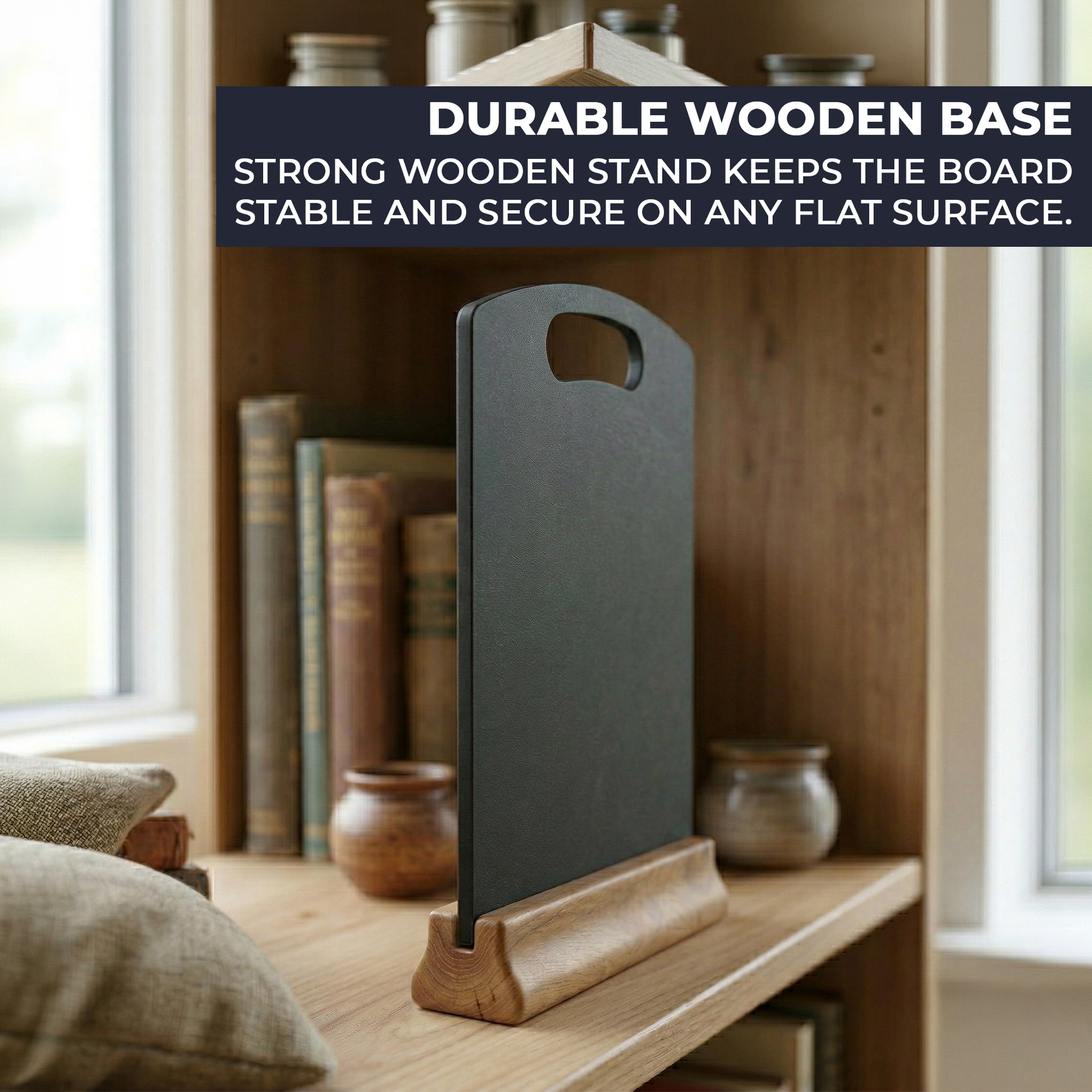 A5 reusable menu board with wooden stand for hospitality businesses
