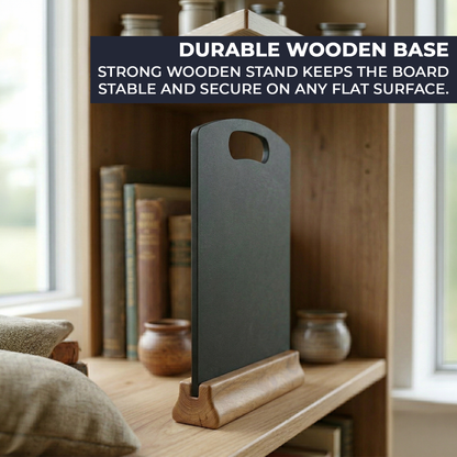 A5 reusable menu board with wooden stand for hospitality businesses