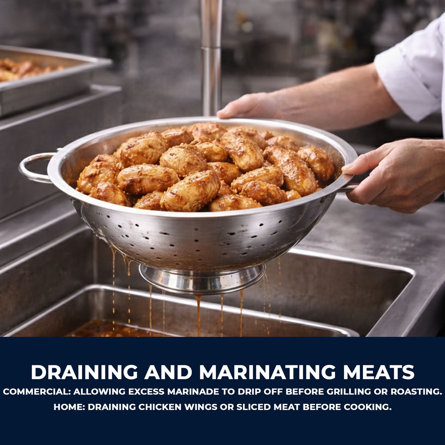 Stainless Steel Colander with Two Robust Handles - Heavy Duty and Efficient Draining