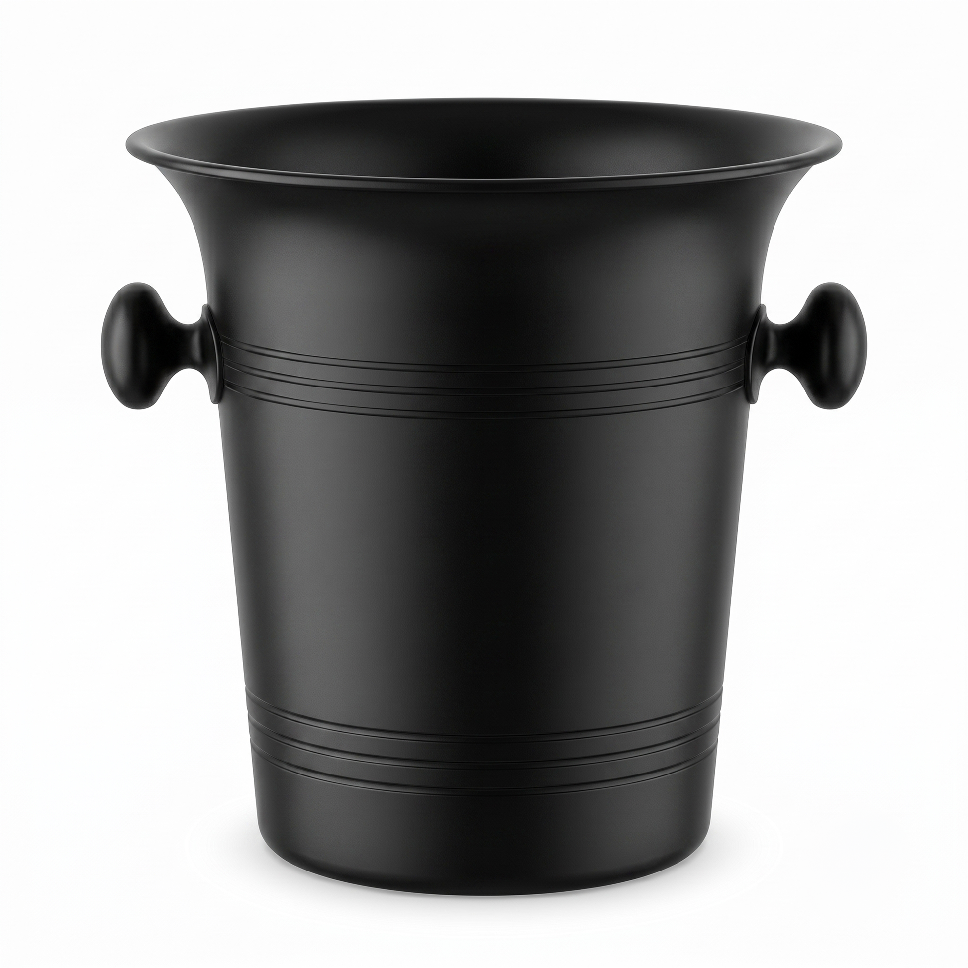 Low-shine black plastic wine cooler with integrated handles