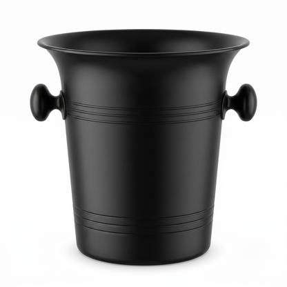 Low-shine black plastic wine cooler with integrated handles