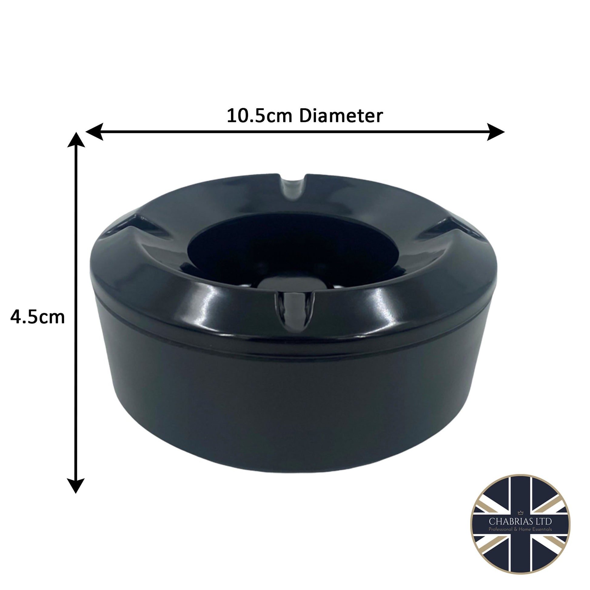 Windproof Ashtray Black Melamine 10cm , (12 pack) - Premium Kitchen from Chabrias Ltd - Just £44.99! Shop now at Chabrias Ltd