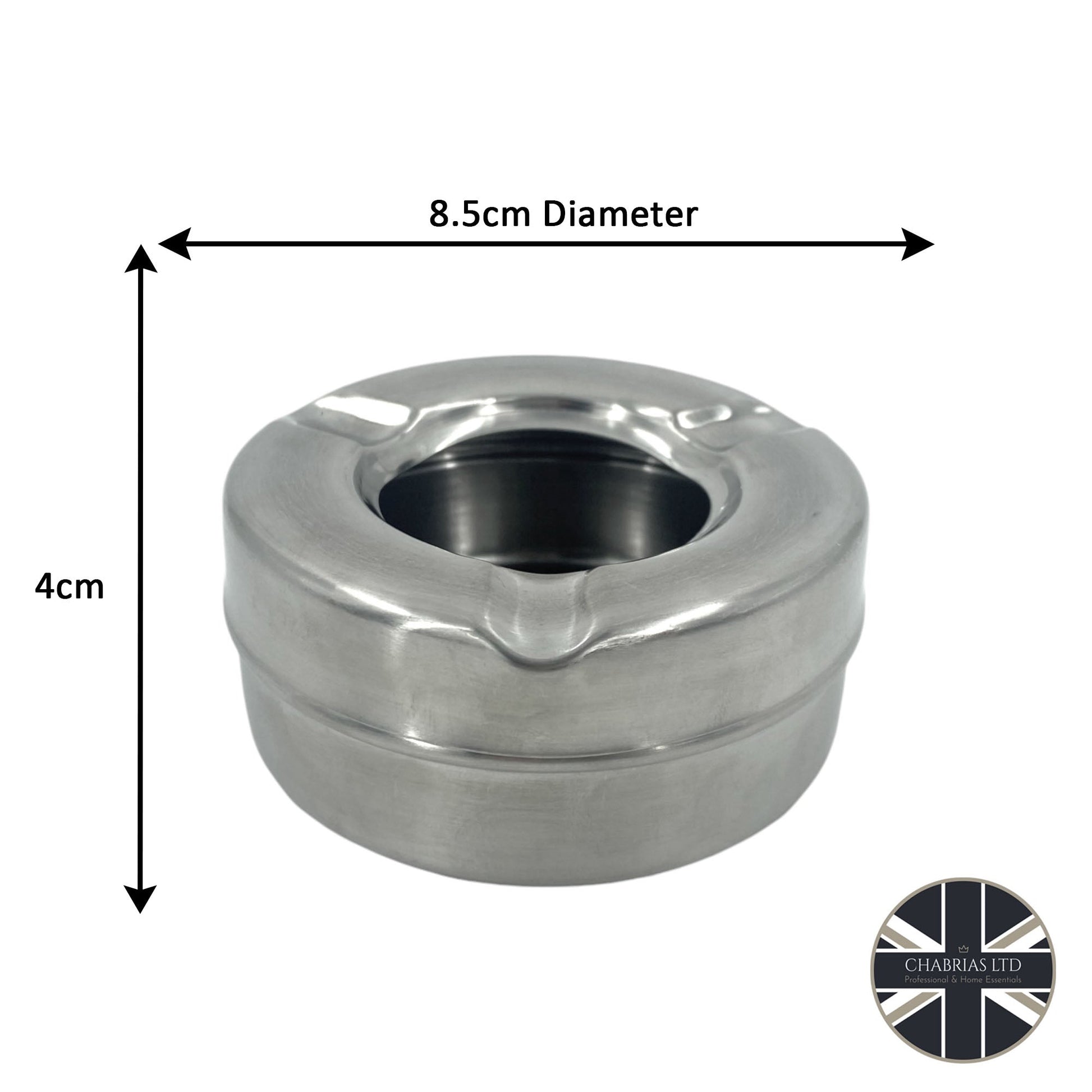 Windproof Ashtray Stainless Steel 10cm, (2 pack) - Premium Kitchen from Chabrias Ltd - Just £9.99! Shop now at Chabrias Ltd