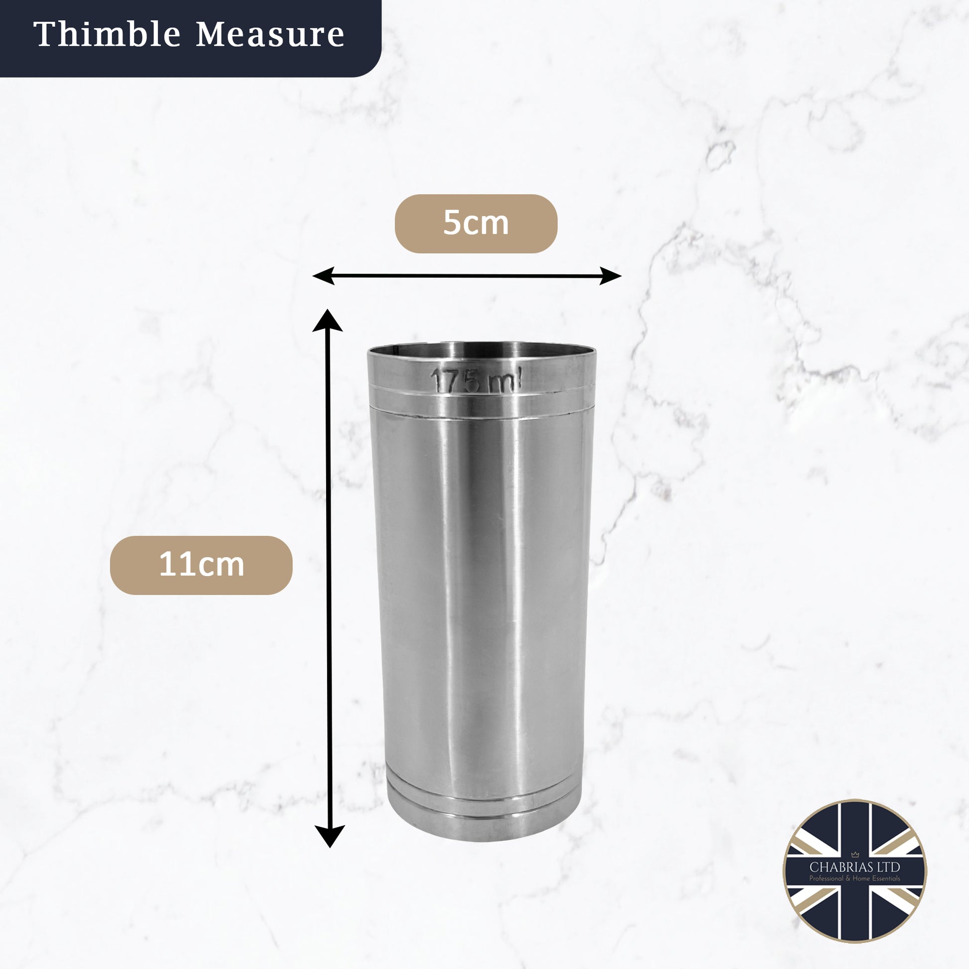 Stainless Steel 175ml Thimble Measure Government Stamped - Premium Kitchen from Chabrias Ltd - Just £6.49! Shop now at Chabrias Ltd