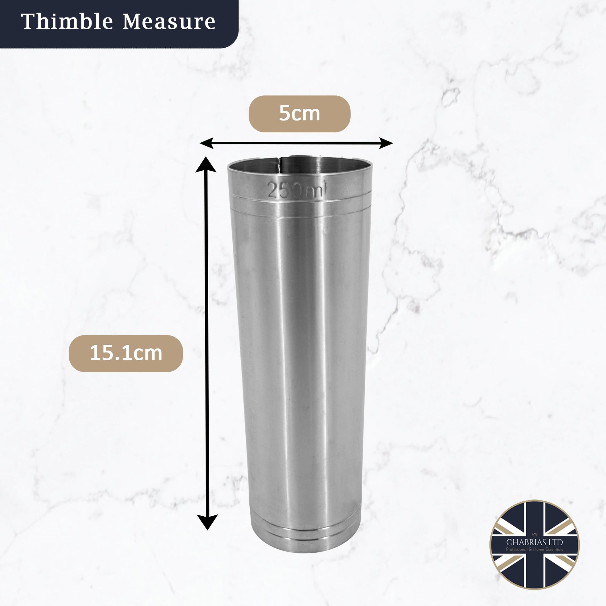 Stainless Steel Thimble Measure (250ml) - Premium Kitchen from Chabrias Ltd - Just £6.99! Shop now at Chabrias Ltd