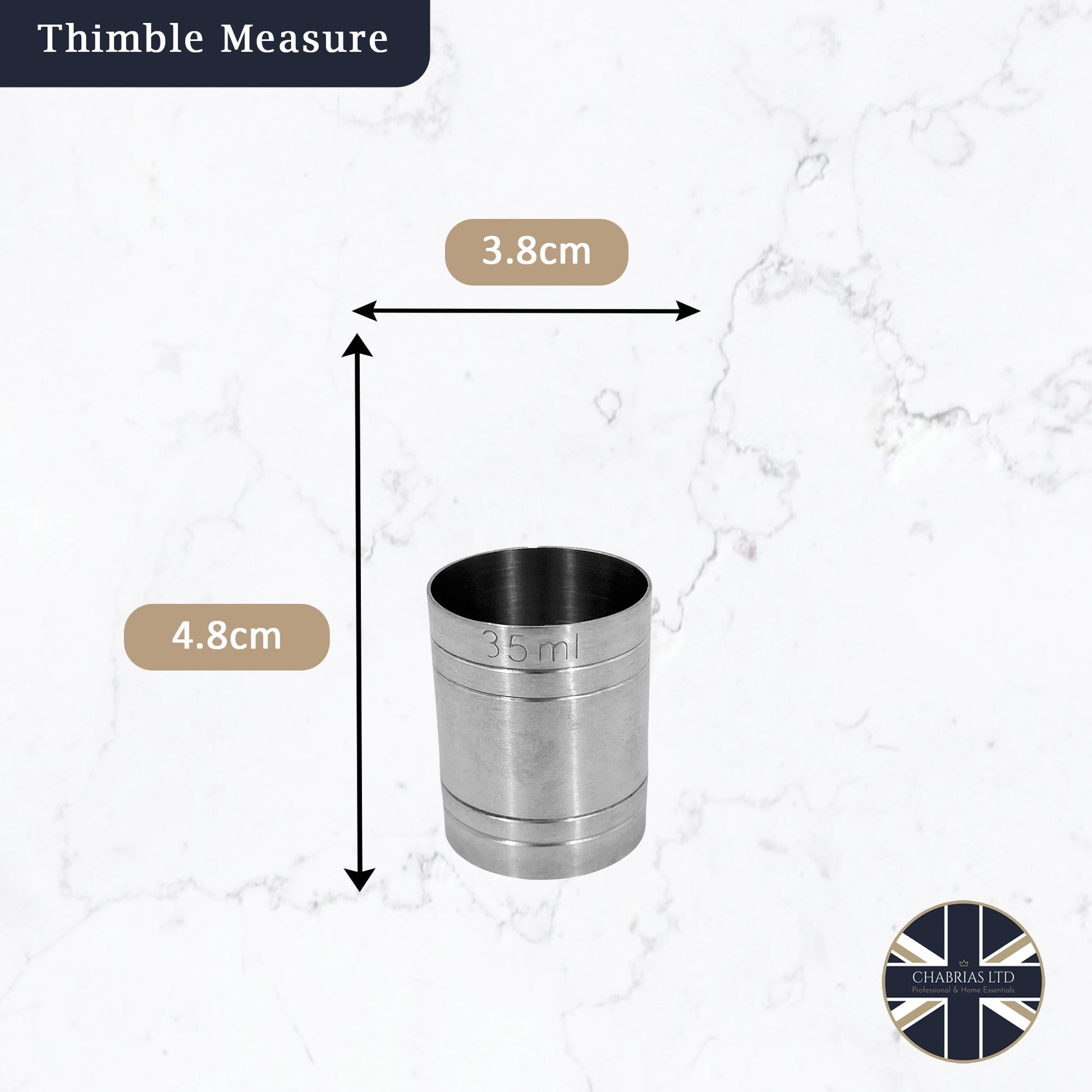 Stainless Steel Thimble Measure (35ml) - Premium Kitchen from Chabrias Ltd - Just £4.99! Shop now at Chabrias Ltd