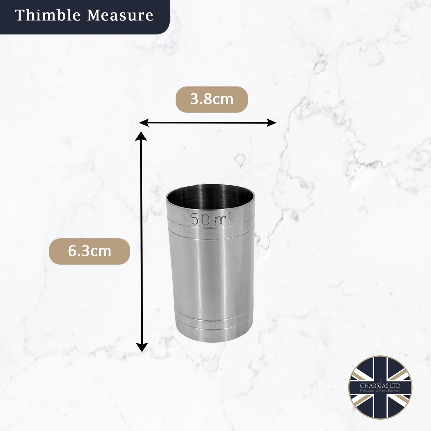 Stainless Steel Thimble Measure (50ml) - Premium Kitchen from Chabrias Ltd - Just £5.49! Shop now at Chabrias Ltd