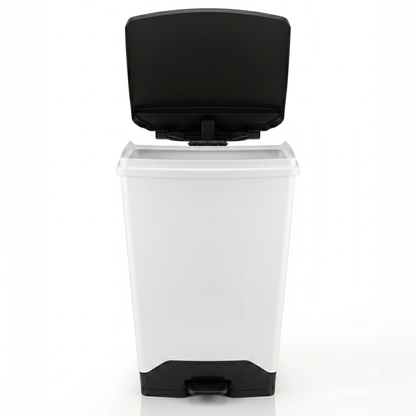 70L fire retardant plastic sack holder bin with black lid for offices and workplaces
