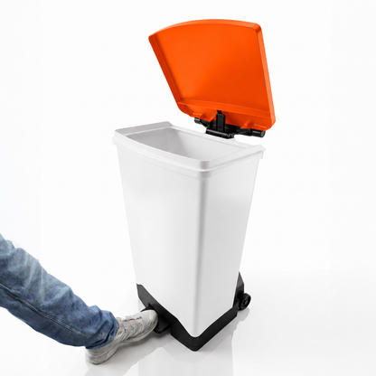 70 litre plastic waste sack holder with removable body and orange waste segregation lid