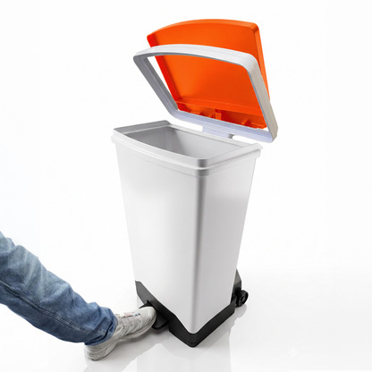 HTM 05-01 compliant fire retardant sack holder with orange lid for healthcare environments