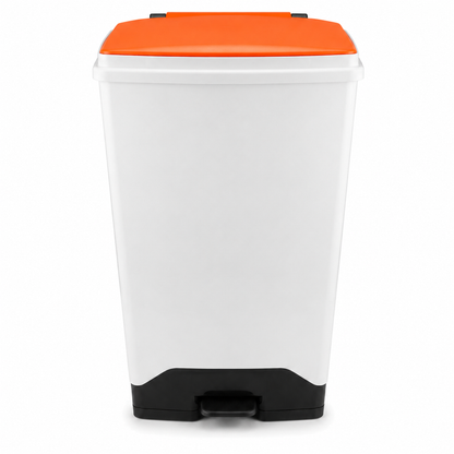 70 litre fire retardant plastic sack holder with orange lid for healthcare waste disposal