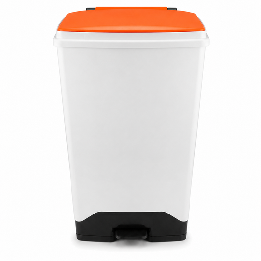 70 litre fire retardant plastic sack holder with orange lid for healthcare waste disposal