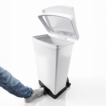 Heavy duty 70L plastic waste sack holder with soft close white lid