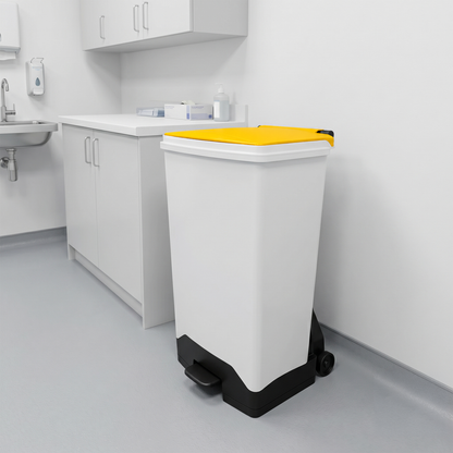 70 Litre Fire Retardant Plastic Sack Holder with Yellow Lid for NHS Healthcare Waste