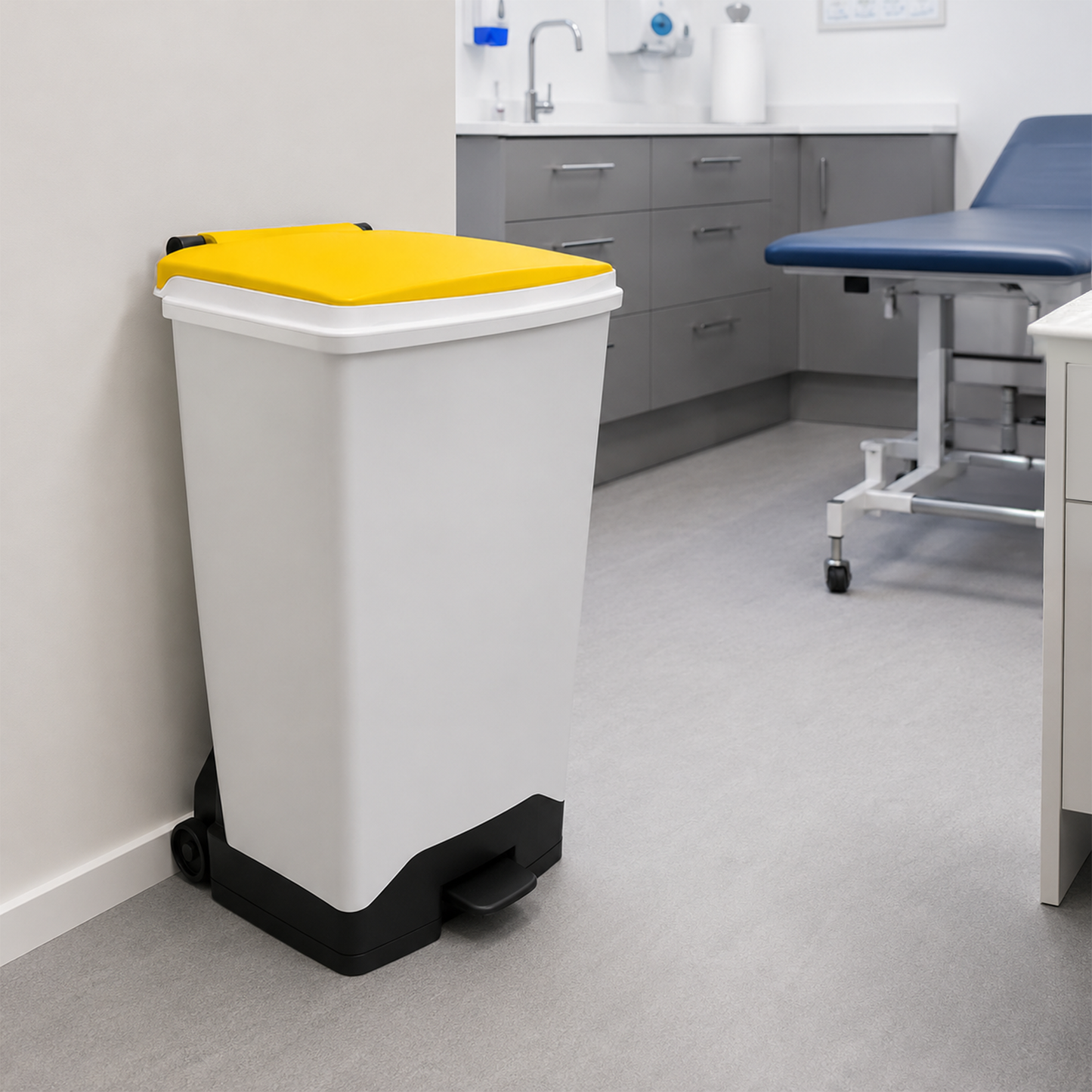 70 Litre Fire Retardant Plastic Sack Holder with Yellow Lid for NHS Healthcare Waste