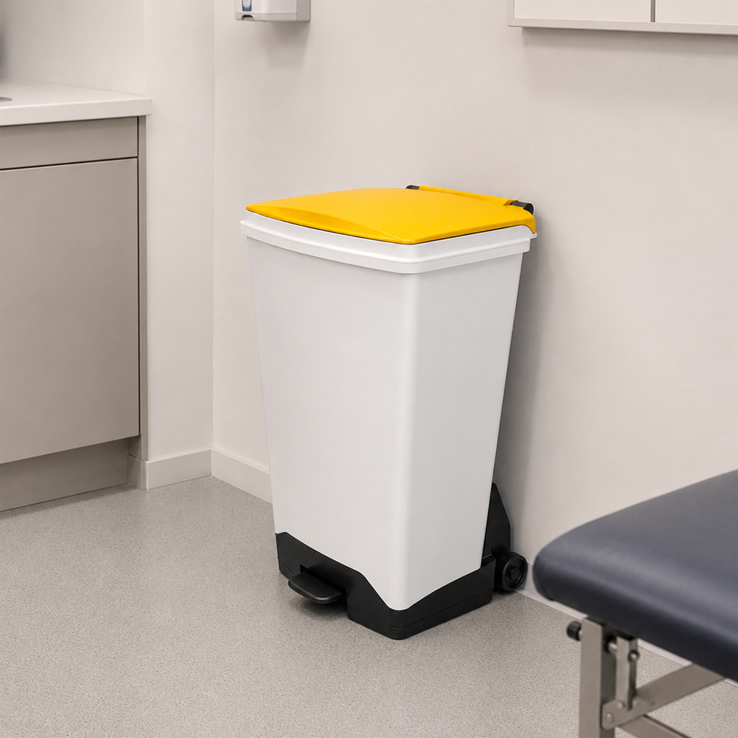 70 Litre Fire Retardant Plastic Sack Holder with Yellow Lid for NHS Healthcare Waste