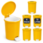 6 pack 12 litre yellow clinical waste pedal bins with removable buckets