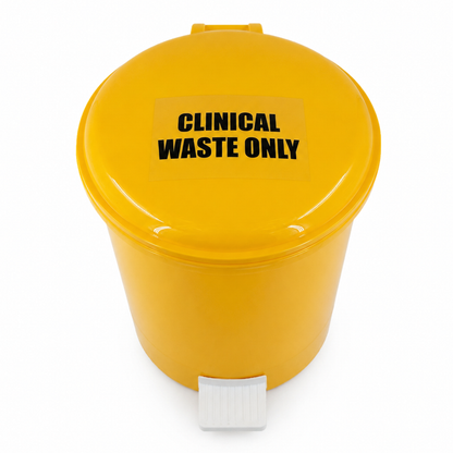 Plastic clinical waste bin with removable bucket for easy cleaning