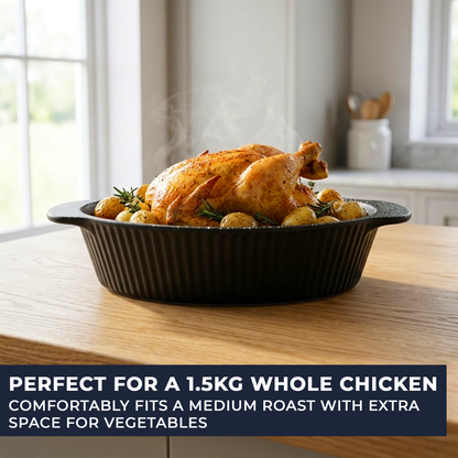 30cm Deep Ceramic Roasting Dish - 2L Medium Oval Non-Stick Oven Dish