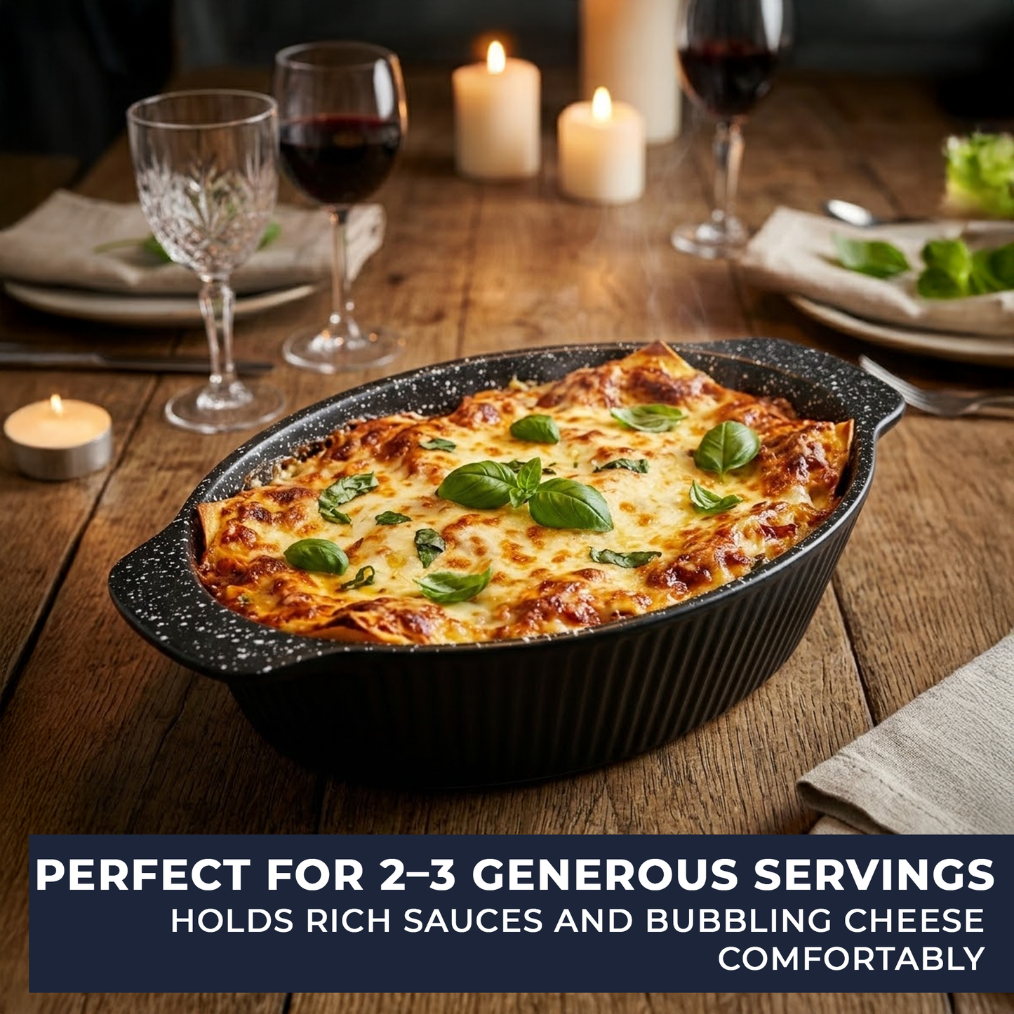 30cm Deep Ceramic Roasting Dish - 2L Medium Oval Non-Stick Oven Dish