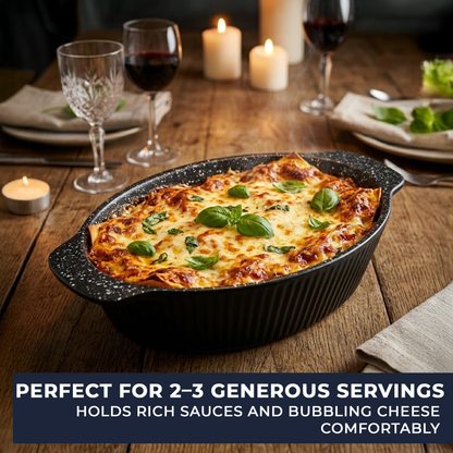 30cm Deep Ceramic Roasting Dish - 2L Medium Oval Non-Stick Oven Dish