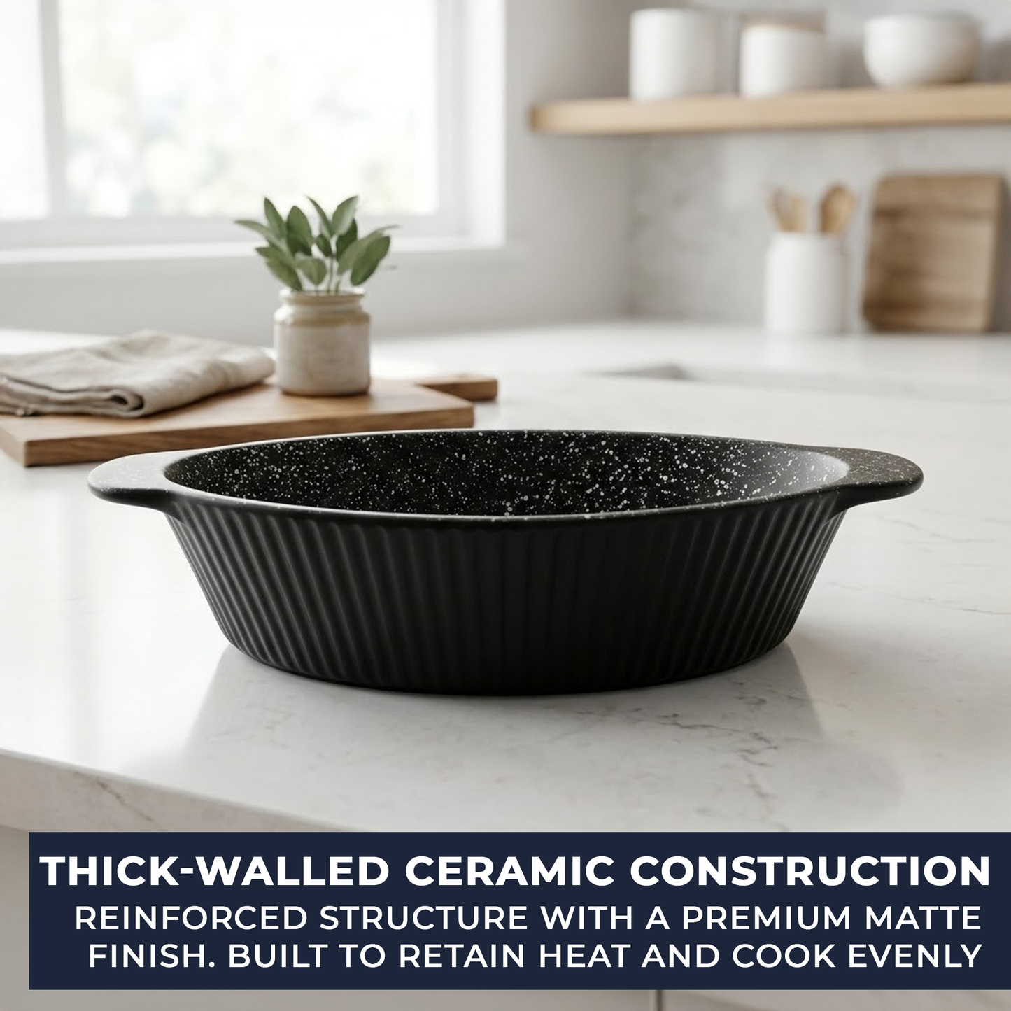 30cm Deep Ceramic Roasting Dish - 2L Medium Oval Non-Stick Oven Dish