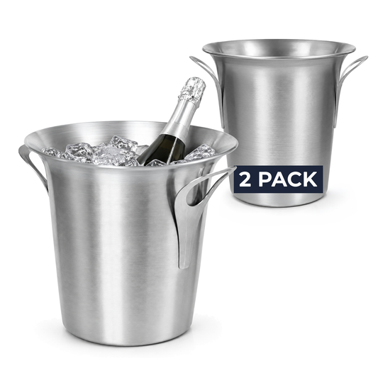 2 Pack 4.5L Brushed Stainless Steel Tulip Ice Buckets with Handles