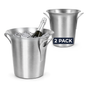 2 Pack 4.5L Brushed Stainless Steel Tulip Ice Buckets with Handles