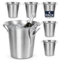 6 Pack 4.5L Brushed Stainless Steel Tulip Ice Buckets with Handles